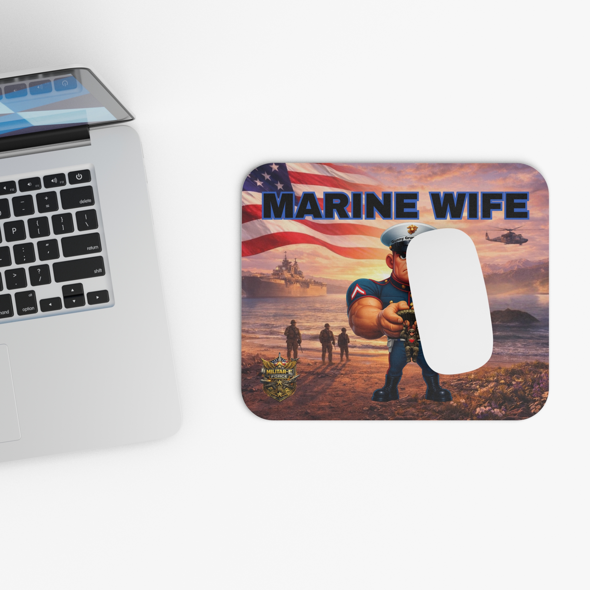 Marine Wife Mouse Pad | Militar-E Force Patriotic Military Desk Accessory - Image 4