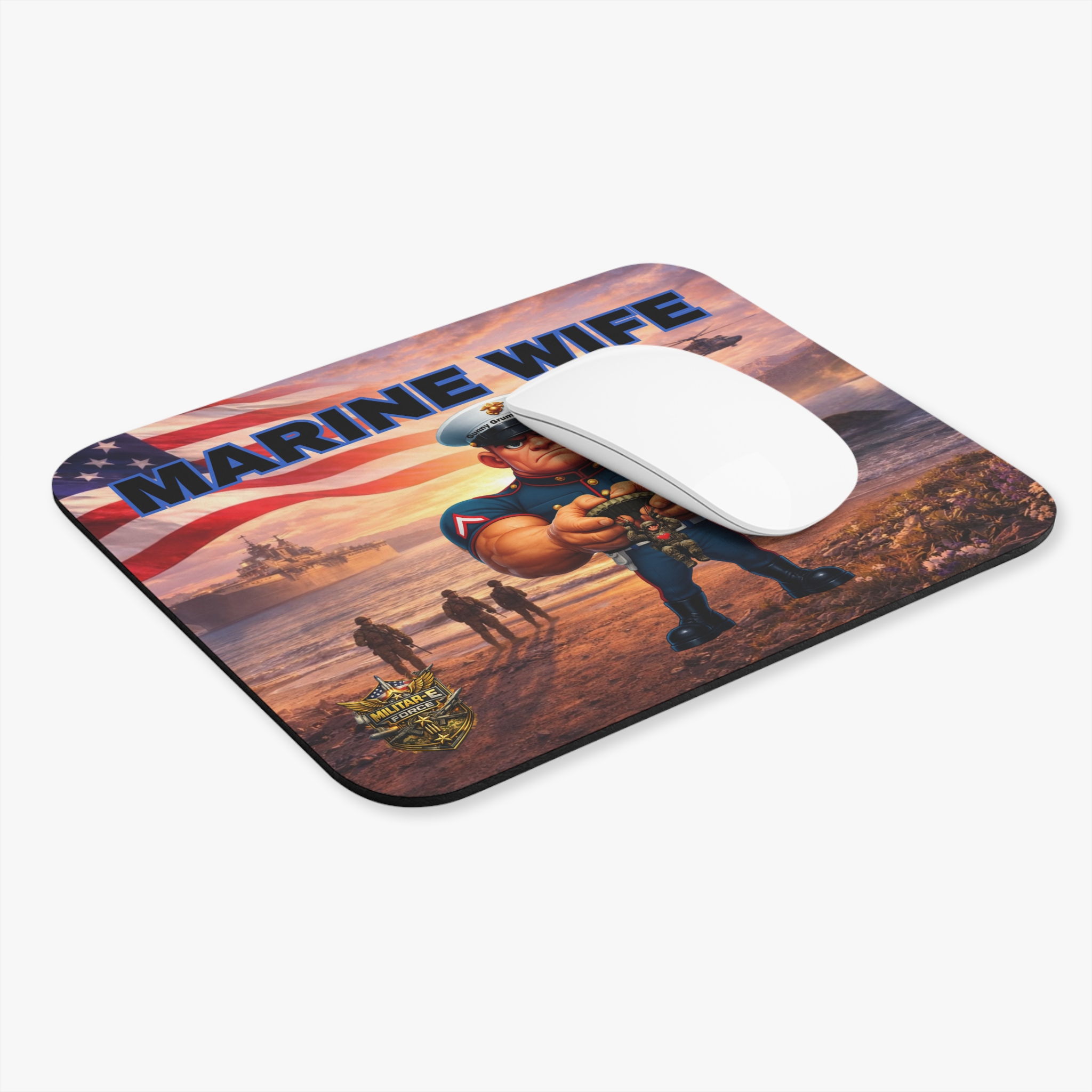 Marine Wife Mouse Pad | Militar-E Force Patriotic Military Desk Accessory - Image 3