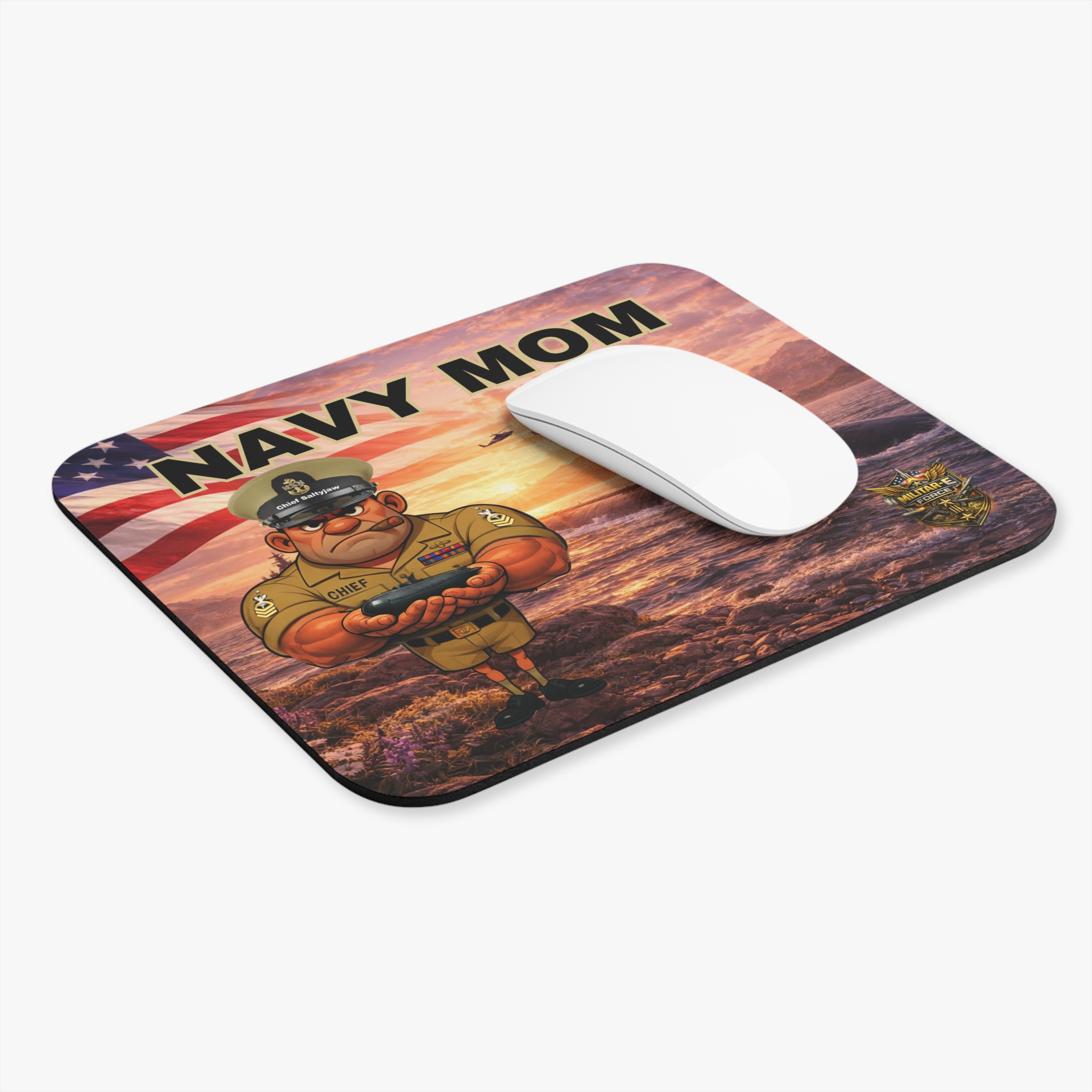 Navy Mom Mouse Pad | Militar-E Force Patriotic Military Desk Accessory - Image 3