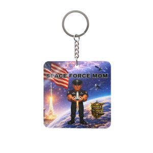 Space Force Mom Square Keychain | Militar-E Force Military American Flag