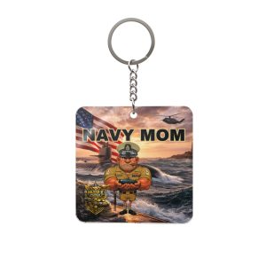 Navy Mom Square Keychain |Militar-E Force Military Mom, Patriotic Navy Design