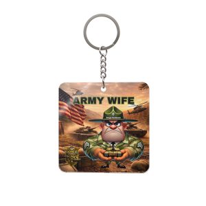 Army Wife square keychain | Militar-E Force Military American flag