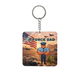 Air Force Dad Square Keychain | Militar-E Force Military American Flag