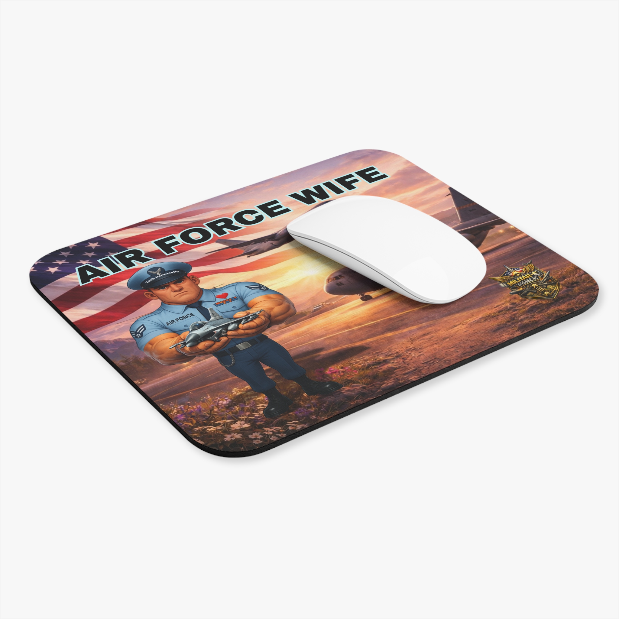 Air Force Wife Mouse Pad | Militar-E Force Patriotic Military Desk Accessory - Image 3