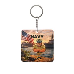 Navy Square Keychain | Militar-E Force Military American Flag