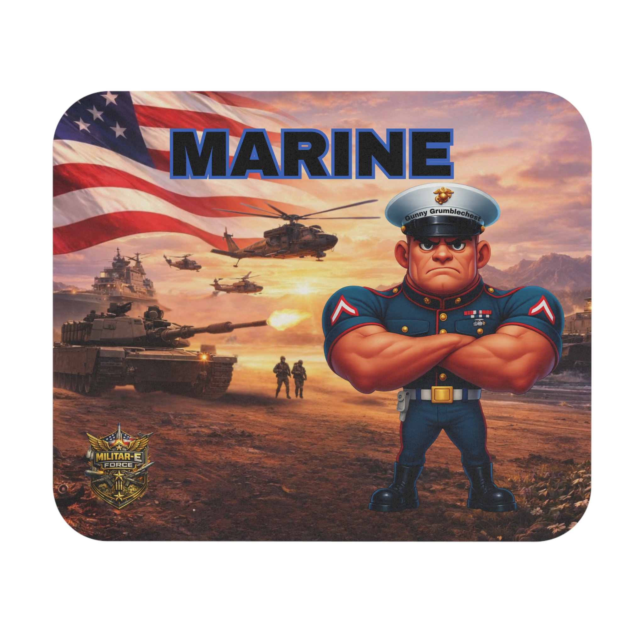 Marine Mouse Pad | Militar-E Force Patriotic Military Desk Accessory