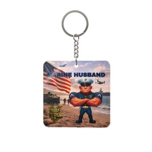 Marine Husband Square Keychain | Militar-E Force Military American Flag