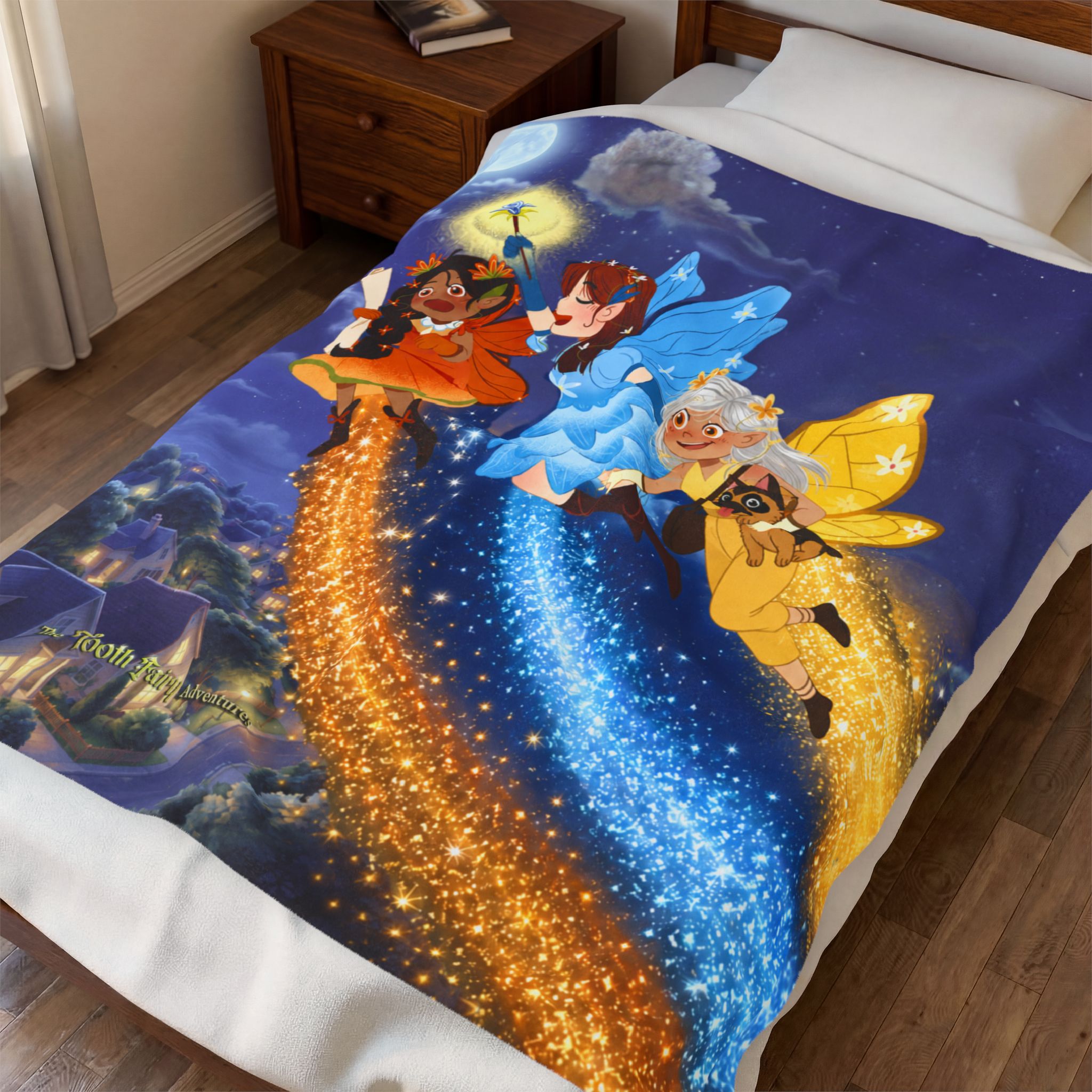 Tooth Fairy Flying Velveteen Plush Blanket I Fair-E Blanket - Image 3