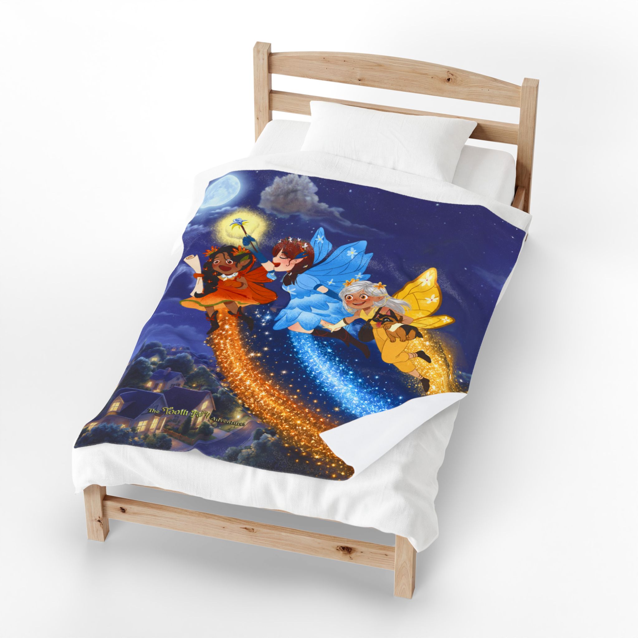 Tooth Fairy Flying Velveteen Plush Blanket I Fair-E Blanket - Image 4