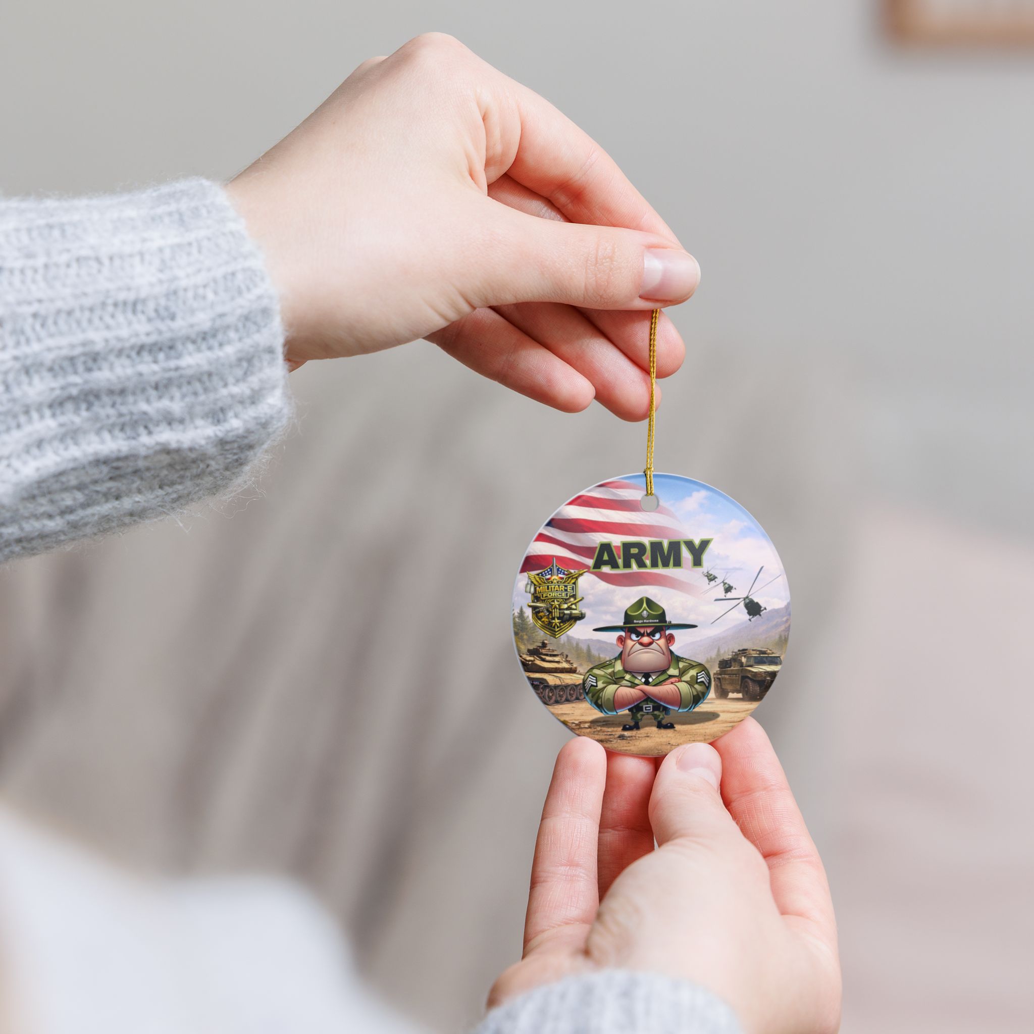 Army Ceramic Ornament | Militar-E Force Military Christmas Patriotic Decoration - Image 6