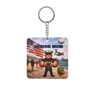 Marine Mom Square Keychain | Militar-E Force Military American Flag