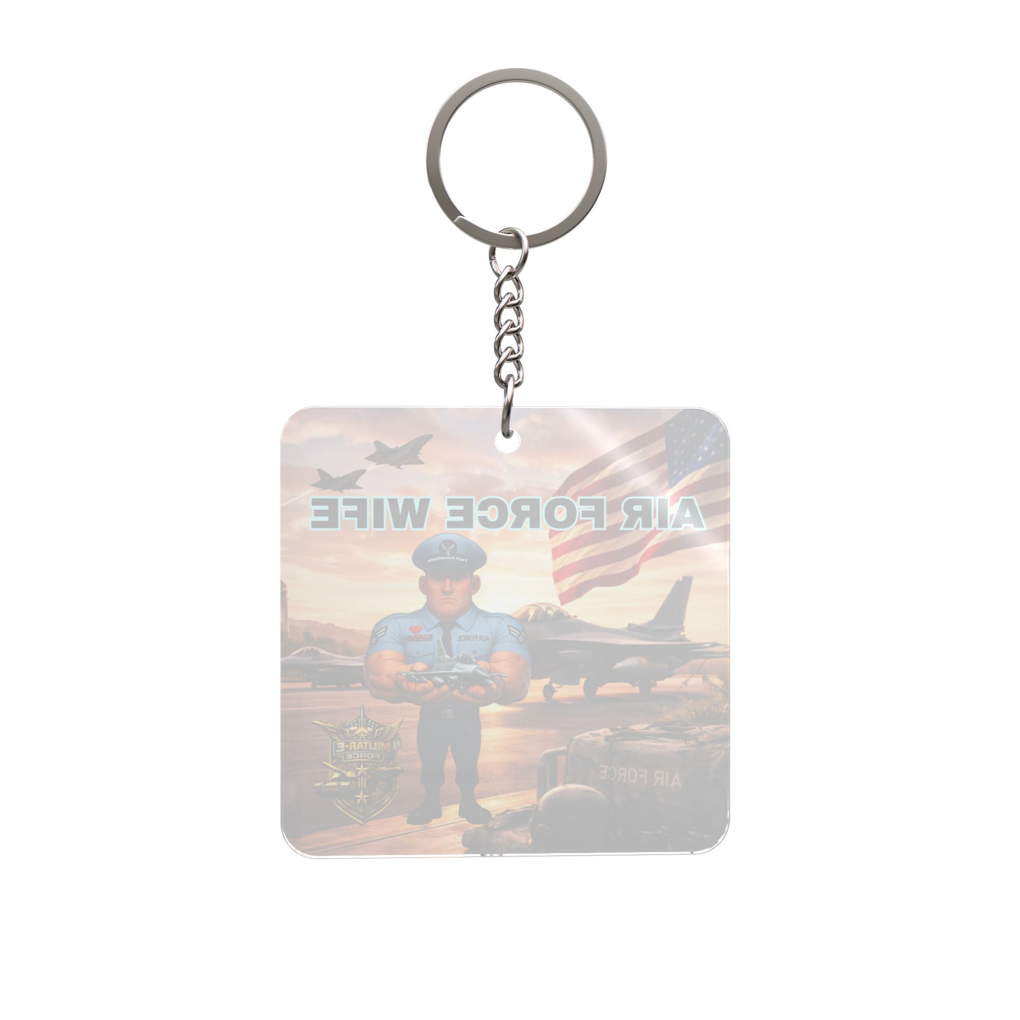 Air Force Wife Square Keychain | Militar-E Force Military Patriotic Flag - Image 2