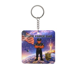 Space Force Dad Square Keychain | Militar-E Force Military American Flag