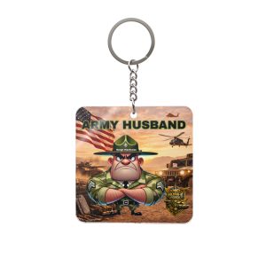 Army Husband Square Keychain | Militar-E Force Military, American Flag