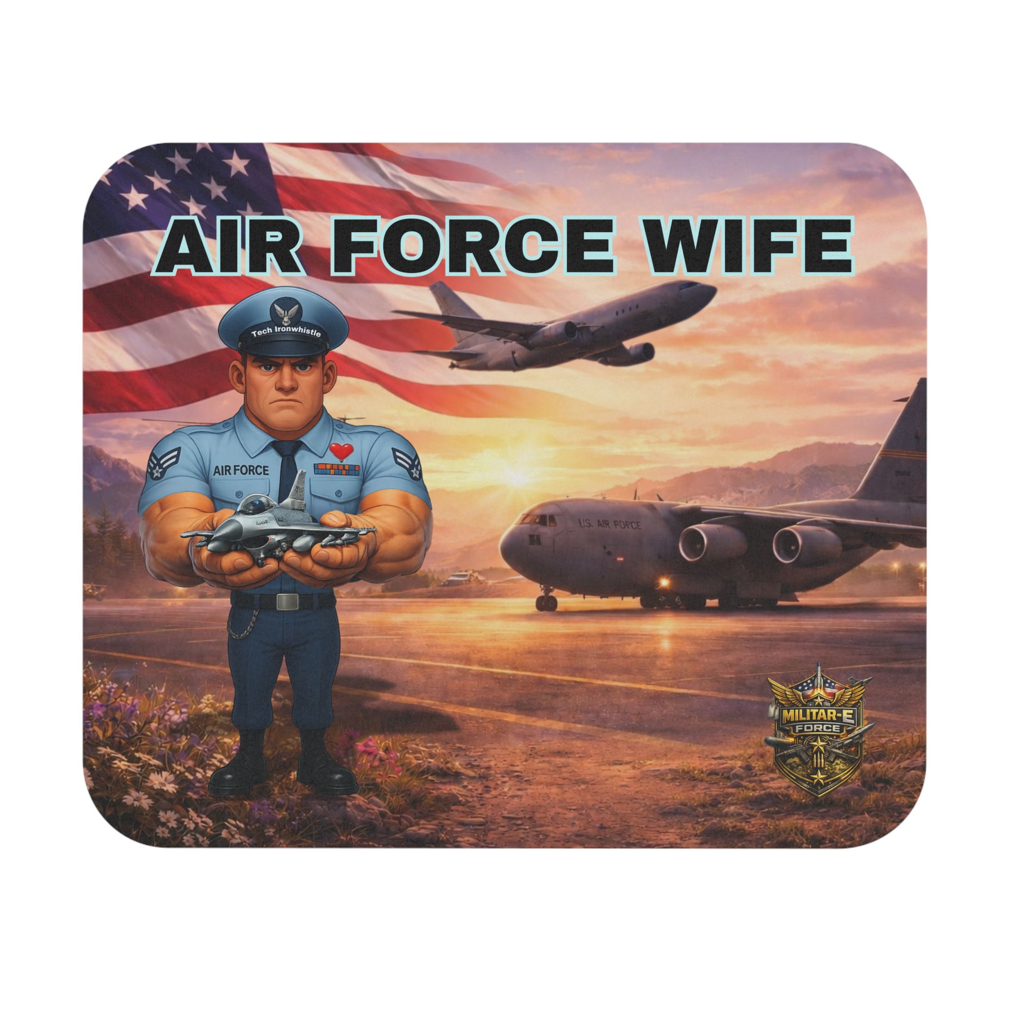 Air Force Wife Mouse Pad | Militar-E Force Patriotic Military Desk Accessory