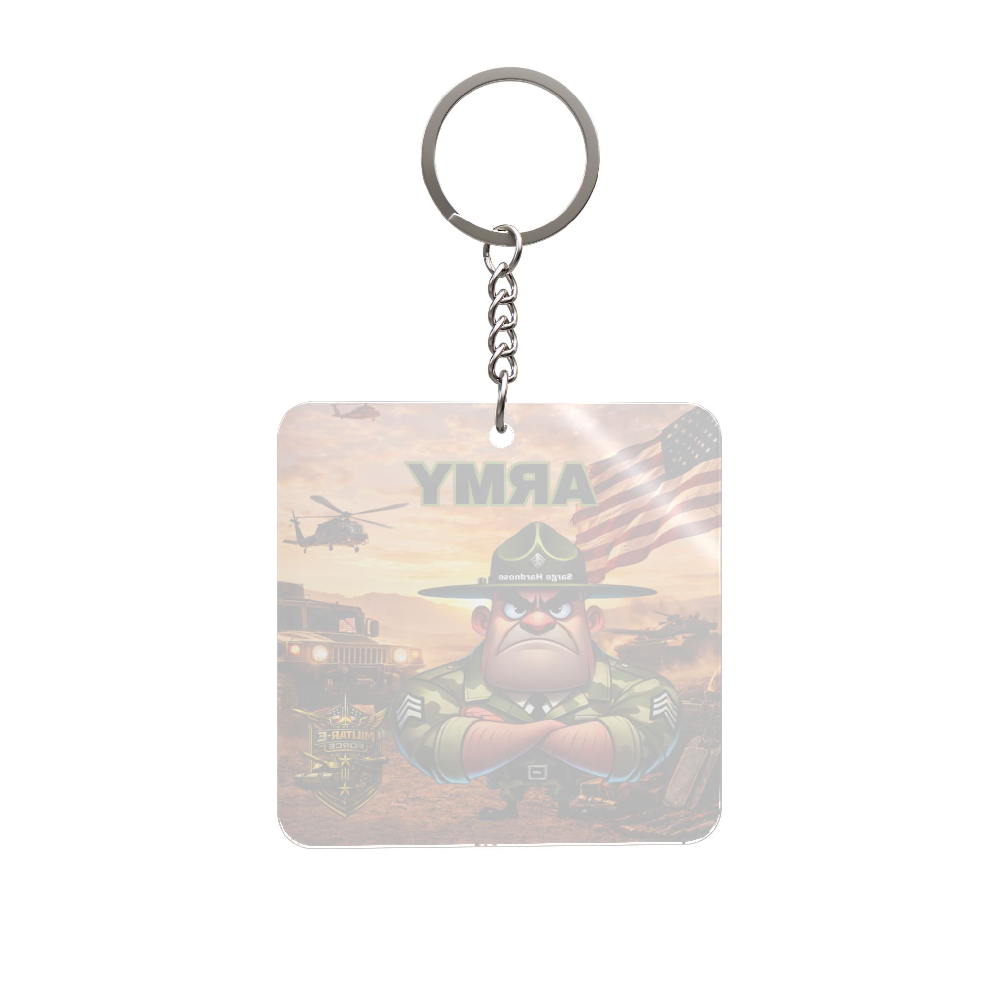 Army Square Keychain | Militar-E Force Patriotic Military American Flag - Image 2