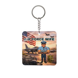 Air Force Wife Square Keychain | Militar-E Force Military Patriotic Flag