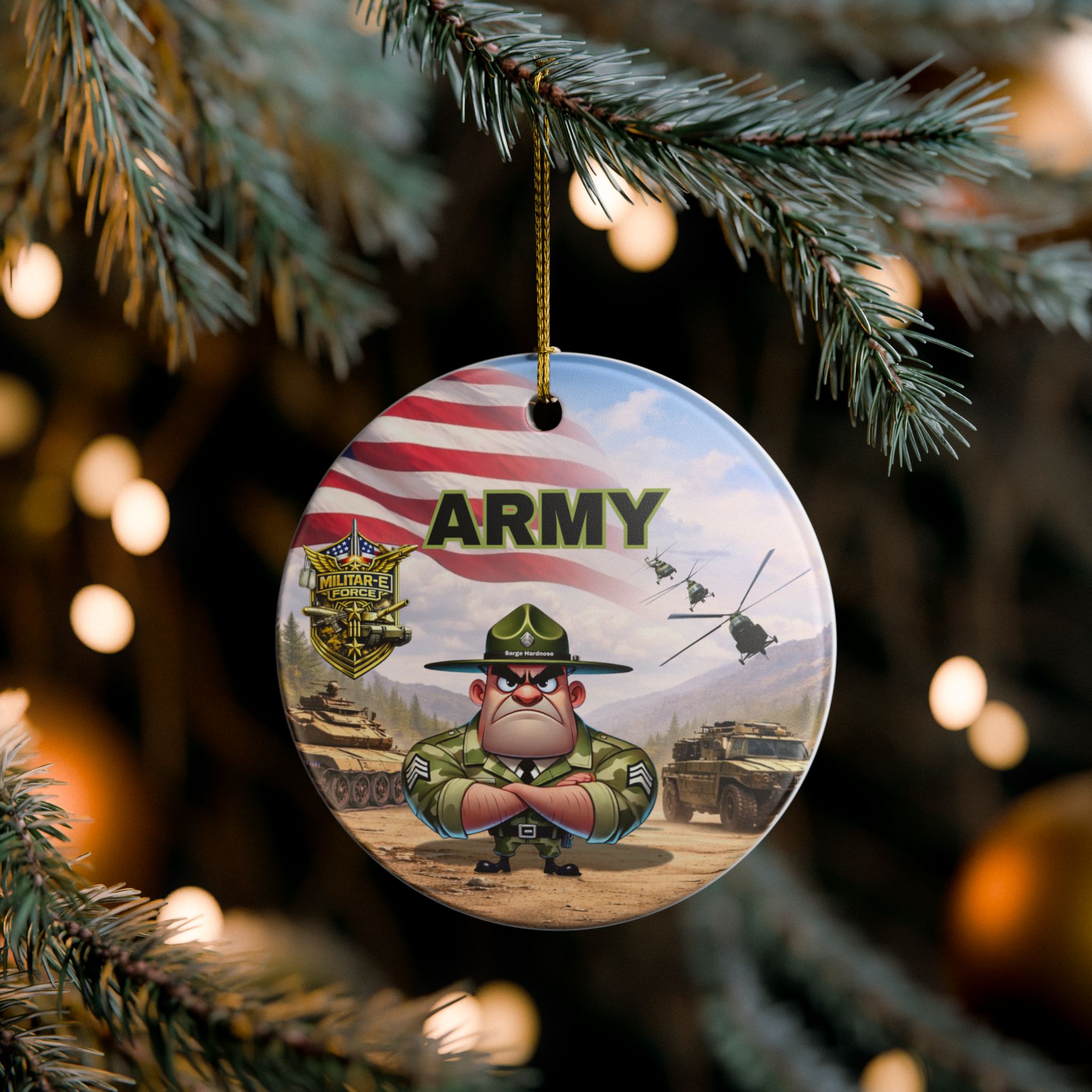 Army Ceramic Ornament | Militar-E Force Military Christmas Patriotic Decoration - Image 3
