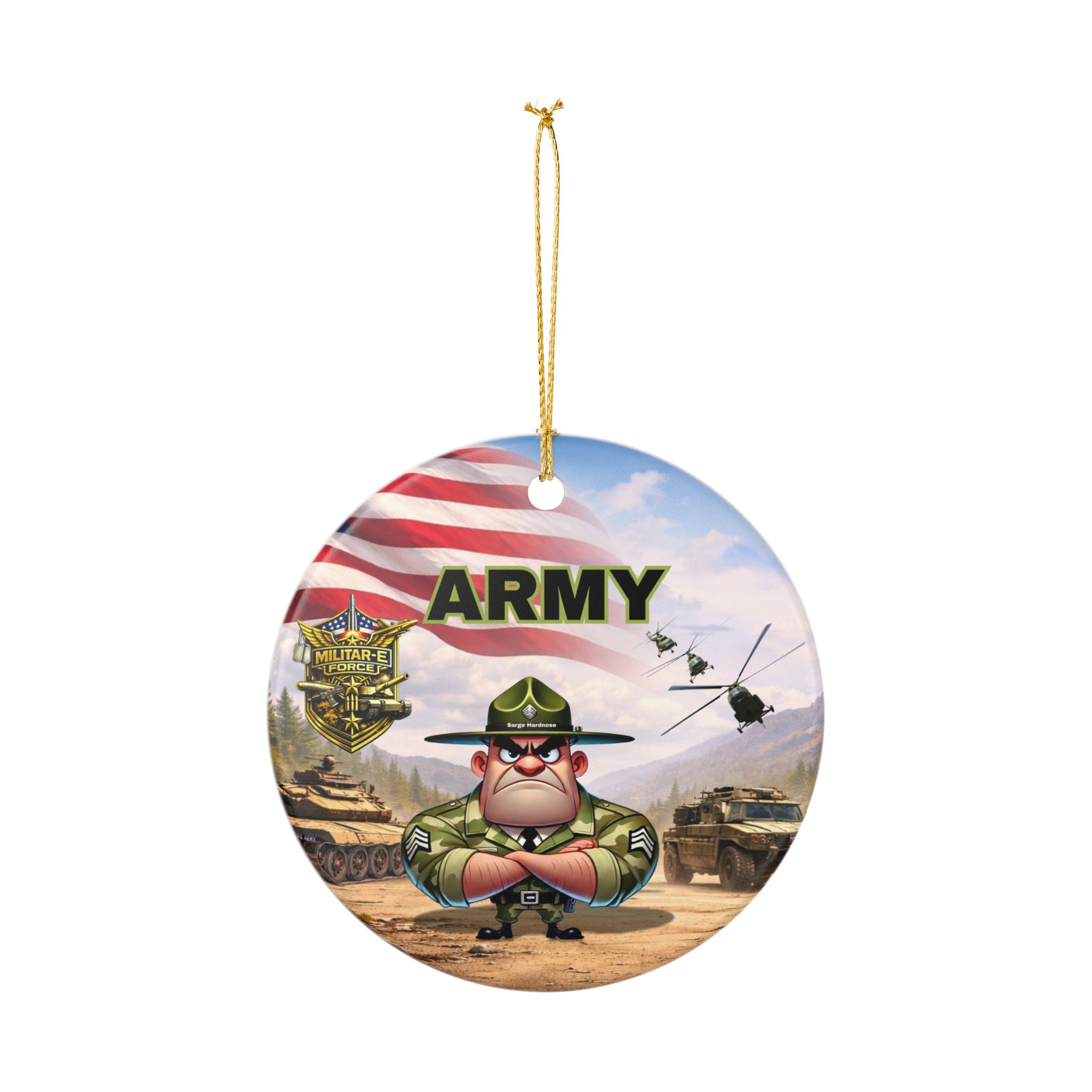 Army Ceramic Ornament | Militar-E Force Military Christmas Patriotic Decoration - Image 2