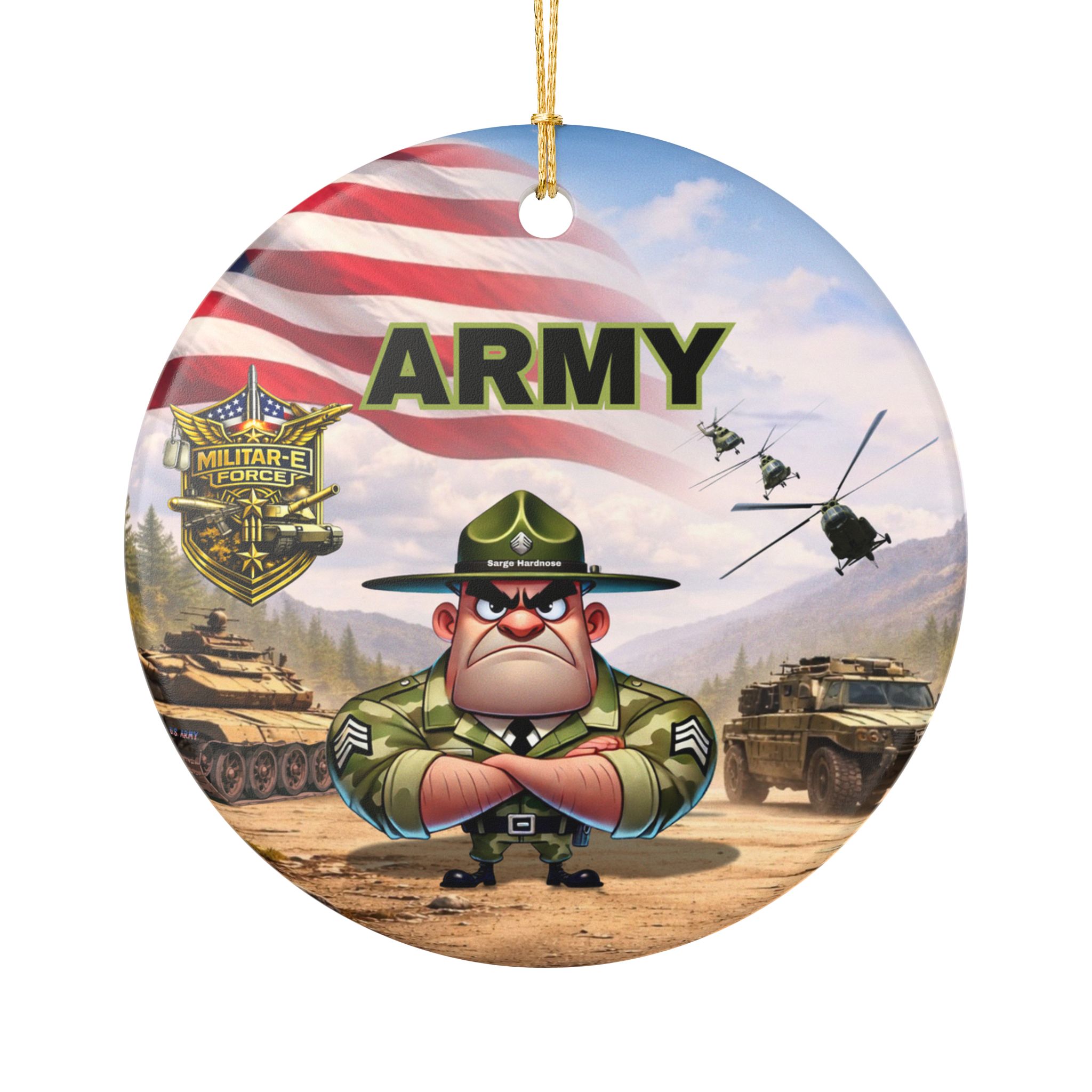 Army Ceramic Ornament | Militar-E Force Military Christmas Patriotic Decoration