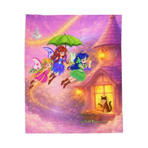 Tooth Fairy House with Cat Velveteen Plush Blanket | Fair-E Blanket