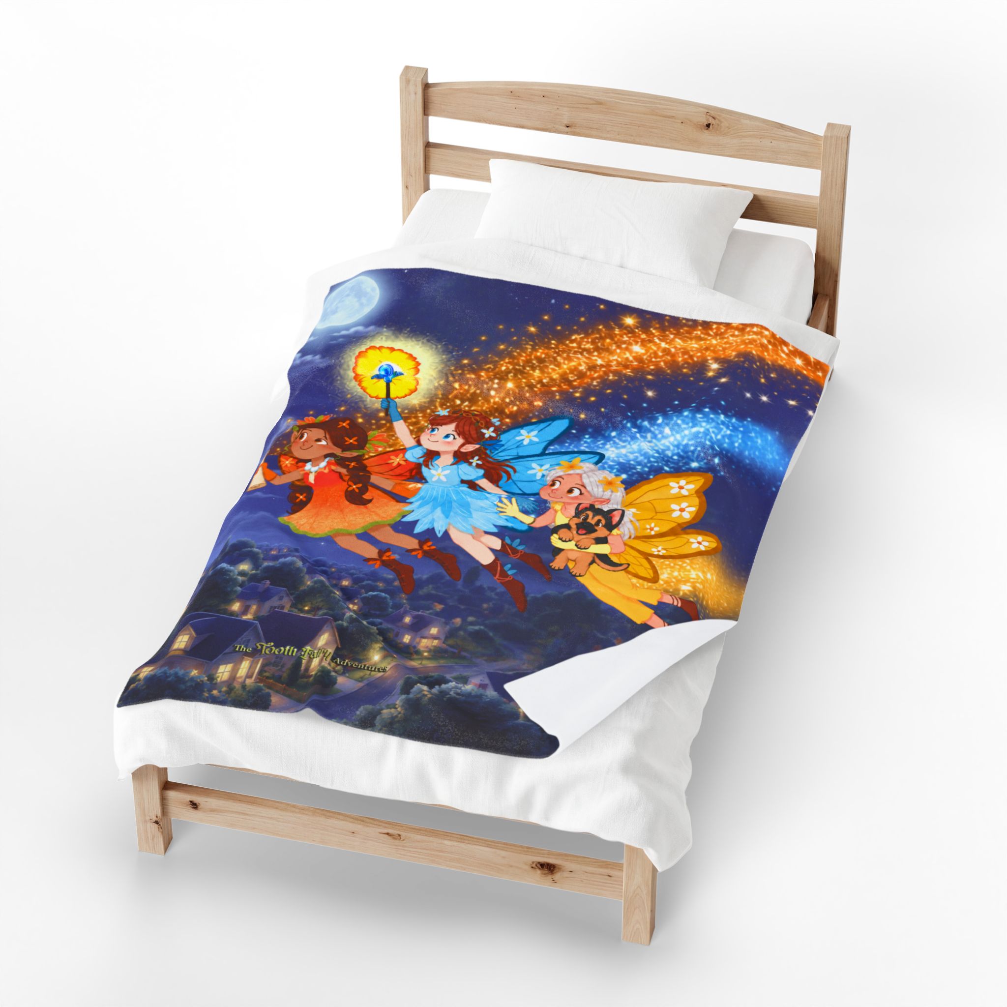 Tooth Fairy Flying Velveteen Plush Blanket I Fair-E Blanket - Image 4